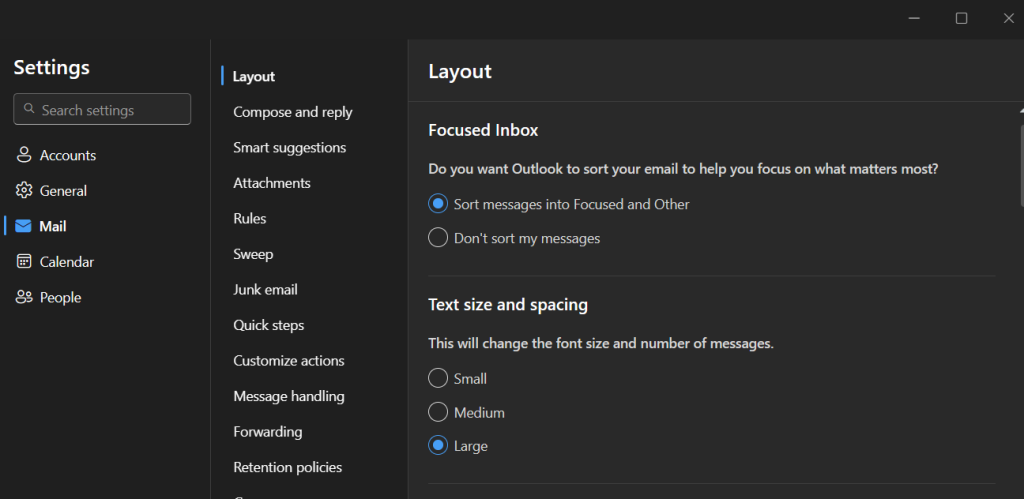 New Outlook View settings