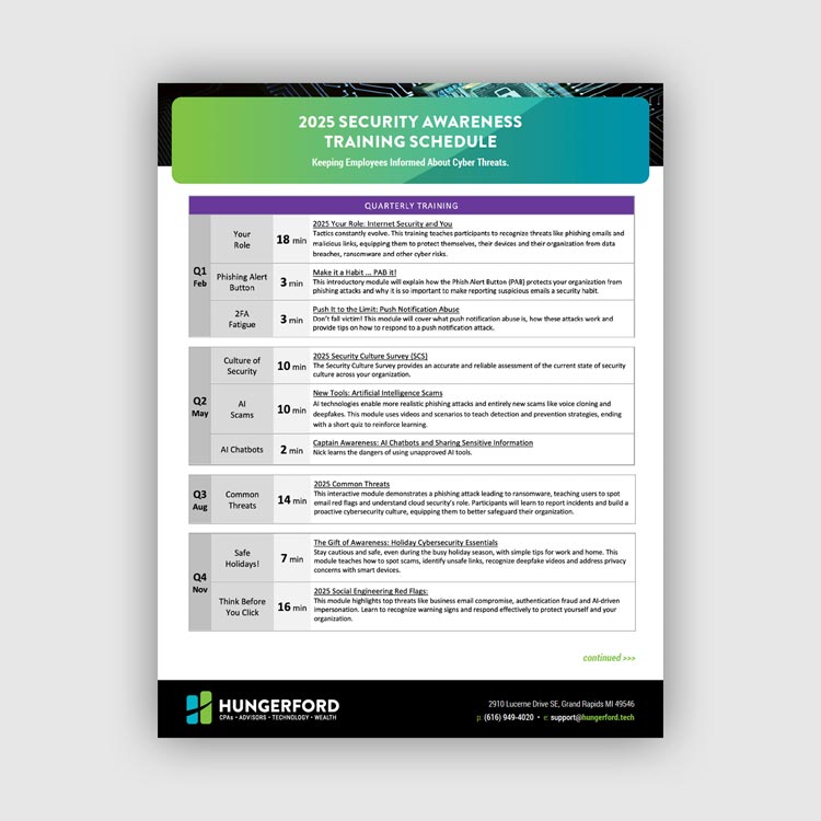 2025 Security Awareness Training Schedule